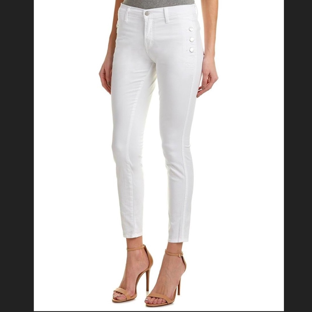 J Band Zion White Mid-Rise Skinny Buttons Jeans Pants 6 28
